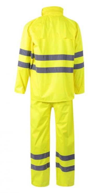 Traje impermeable de agua lluvia alta visibilidad amarillo reflectante  - V189