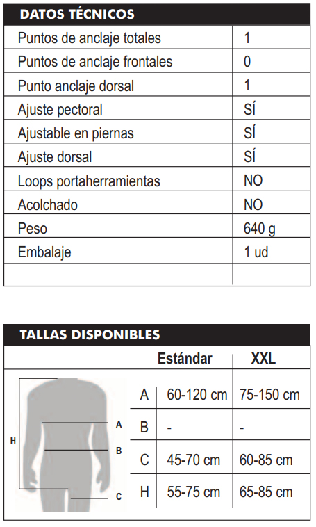 Arnes 1 Punto Anclaje Dorsal Regulable - SF80050