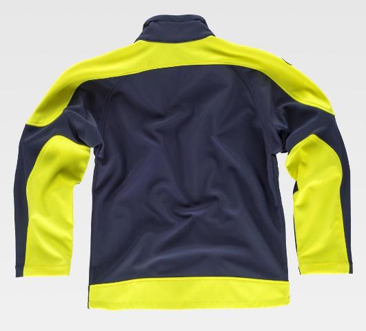 Chaqueta Tipo Softshell cortavientos marino y amarillo personalizable - TS9510