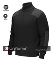 Jersey Negro Grueso de 100% Algodón con Cuello Alto y cierre de media cremallera, personalizable con logo de empresa en Uniforma - TS5502