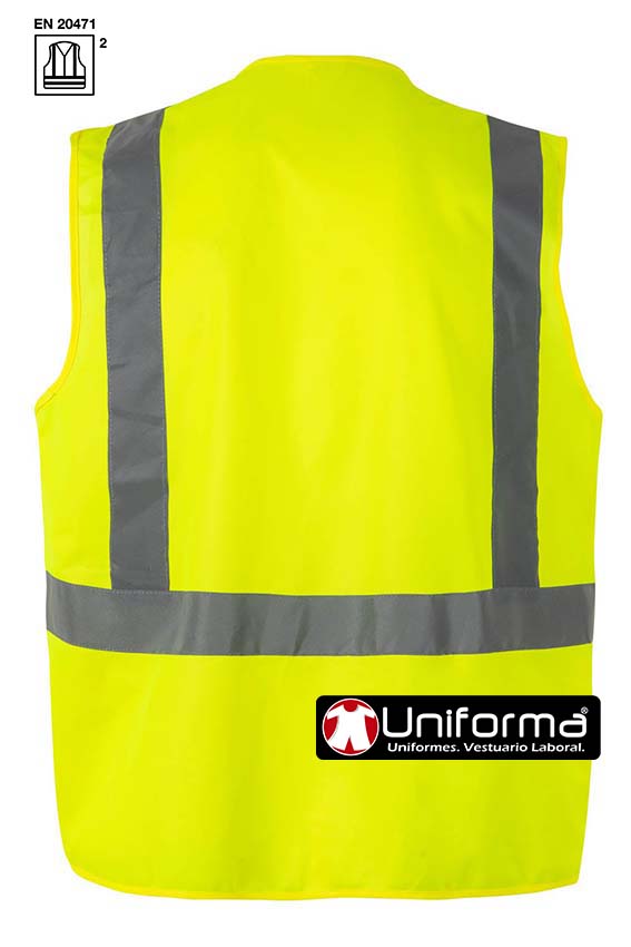 Chaleco Amarillo Fluor con bandas reflectantes. Homologado