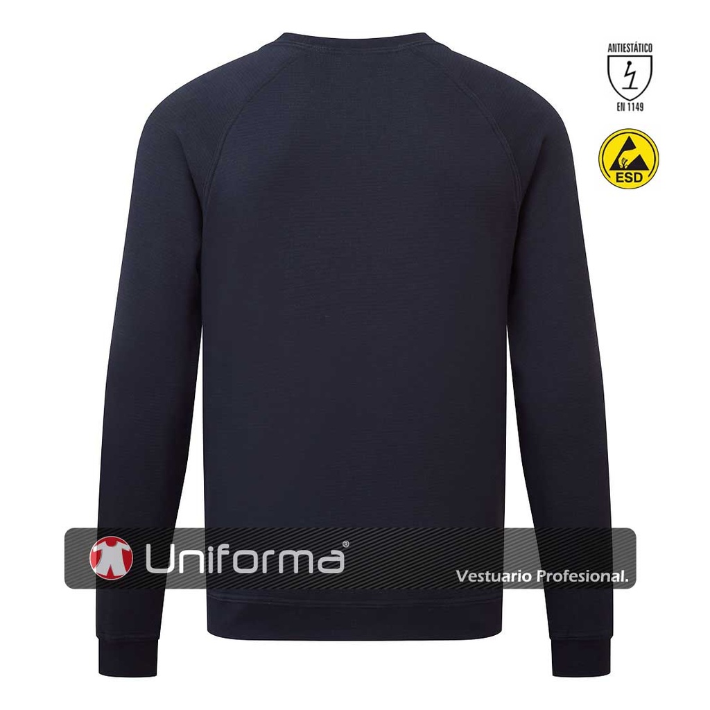 Sudadera disipativa de la carga electroestática ESD antiestática, con fibra de carbono conductora, personalizable con logo de empresa en Uniforma - PAS24