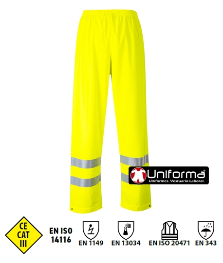 Pantalón Impermeable amarillo Ignífugo resistente a la llama Alta Visibilidad Sealtex Flame - PFR43