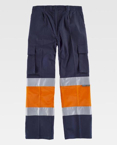 Pantalón Algodón Alta Visibilidad Marino y naranja  - TC4019