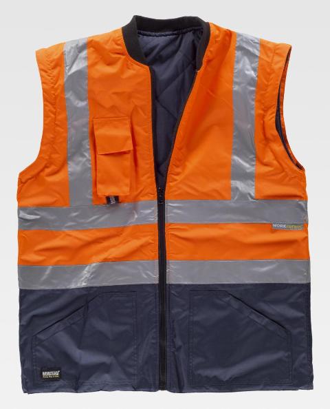 Chaquetón Parka Alta Visibilidad reflectante Desmontable 5 en 1 Marino y naranja - TC3735