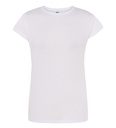 Camiseta Mujer Cuello Redondo entallada de color blanco personalizable para empresas en uniforma - HK2034