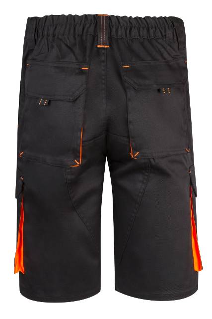 Pantalón de trabajo tipo Bermuda en tejido Elástico de color negro y naranja  - V103010S