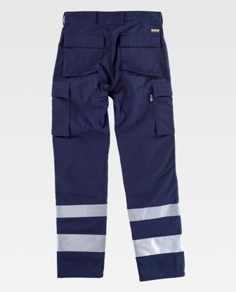 Pantalón de trabajo de color azul marino reforzado duradero Resistente de visibilidad realzada con Bandas Reflectantes personalizable para empresas en uniforma - TC2911