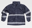 Parka chaquetón de trabajo azul marino Impermeable Capucha Bandas Reflectantes de visibilidad realzada en uniforma personalizable para empresas - TS1008