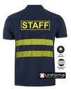 Polo de trabajo de Algodón 100% de color marino con bandas de Alta Visibilidad segmentadas discontinuas en uniforma  - UN220