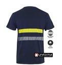 Camiseta Azul marino de Algodón con Bandas de Alta Visibilidad y bandas reflectantes  UN103