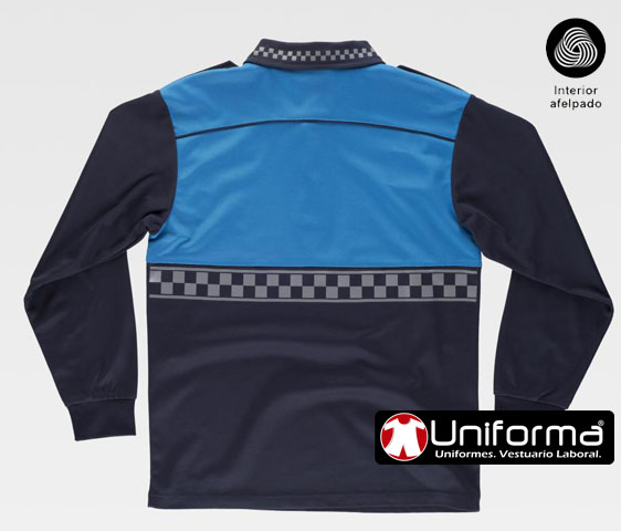 Polo Vigilante de seguridad policia y aparcamientos de manga larga combinado con azul personalizable en uniforma - TC3856