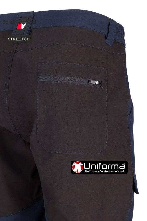 Pantalón de trabajo tipo Trekking Super Elástico bicolor fino super cómodo en azul marino V103022S