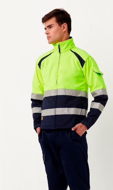 Chaqueta de trabajo tipo Softshell cortavientos de calidad superior de Alta visibilidad y reflectante personalizable para empresas en uniforma monza Fit MZ4756