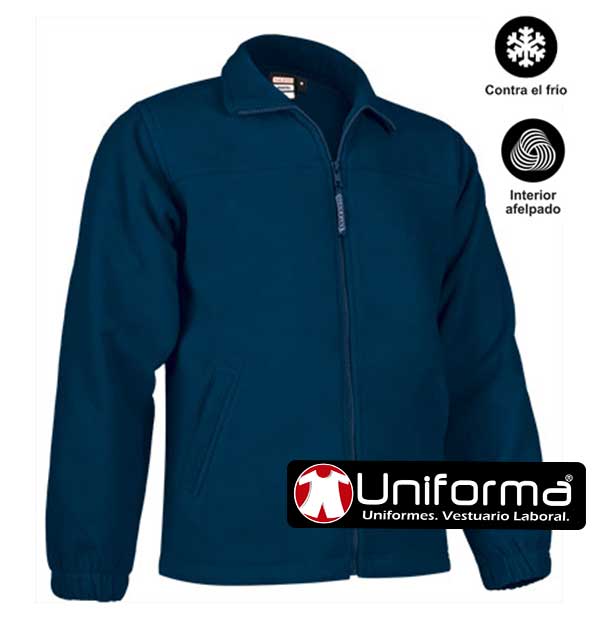 Chaqueta Polar azul marino de cremallera completa cuello alto tejido cálido personalizable en uniforma con logo de empresa  - VL1600