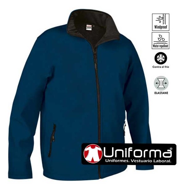 Softshell Tricapa de color azul marino cremallera completa repelente al agua corta vientos personalizable en uniforma - VL2260