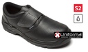 Zapato de trabajo Categoría S2 con Cierre de Velcro de piel de microfibra perforada antideslizante SRC para la industria alimentaria en uniforma - VZ435A