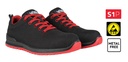 Zapatos de trabajo de Seguridad S1P+ESD+SRC de color negro y rojo metal free- V707007R