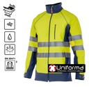 Chaqueta de trabajo tipo Softshell reflectante de Alta Visibilidad cortavientos resistente a la lluvia, contra el frío con forro polar interno, personalizable con logo de empresa , en uniforma - V306001