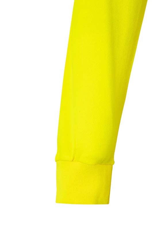 Polo de trabajo de Alta Visibilidad clase 2 con Algodón amarillo reflectante de Manga Larga personalizable con logo de empresa en uniforma - V305514