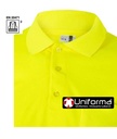 Polo Amarillo Reflectante de Alta Visibilidad en manga larga, modelo monocolor, homologado EN ISO 20471 clase 2, con bandas y cintas reflectantes horizontales en torso y mangas, con cuello de tricotosa y puños elásticos, personalizable con logo de empresa en uniforma - V174