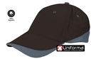 Gorra de trabajo, ocio y deportiva en tejido de sarga de Algodón 100% de diseño Bicolor, con dos colores combinados,  modelo de 6 Paneles, transpirable, personalizable con logo de empresa en uniforma, de color negro y gris   - VL2930