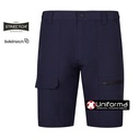 Pantalones de trabajo cortos tipo Bermudas de color marino diseño tipo Trekking en tejido super elástico y muy cómodo de diseño bicolor con colores a contraste, bolsillos con cierre de cremallera, perfectamente adaptable al cuerpo, de tejido resistente al encogimiento, colores resistentes a la decoloración, de secado rápido y sin plancha, personalizables con logo de empresa en uniforma - V103032S