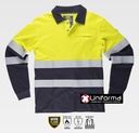 Polo de trabajo de Alta Visibilidad Ignífugo y anti estático de manga larga de color amarillo fluor y marino, personalizable para empresas Multi norma - TS6591