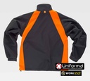 Chaqueta de trabajo Negra y Naranja tipo Softshell corta vientos, transpirable, con forro polar interno, de diseño bicolor combinada con colores a contraste, personalizable con logo de empresa en uniforma  TWF1640