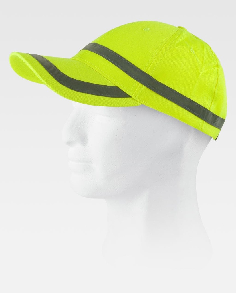 Gorra de trabajo reflectante de Alta Visibilidad amarilla con detalles Reflectantes personalizable con logo de empresa en uniforma - TWFA901