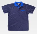 Polo Técnico de color azul de manga corta con el cuello de color a contraste en tejido transpirable con bolsillo de pecho personalizable con logo de empresa en uniforma, con serigrafía bordado o impresión digital  - TS6530