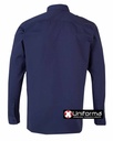 Camisa de trabajo azul marino de Manga Larga con Galoneras en los hombros, dos bolsillos frontales con cierre de botón, personalizable con logo de empresa en uniforma - V530