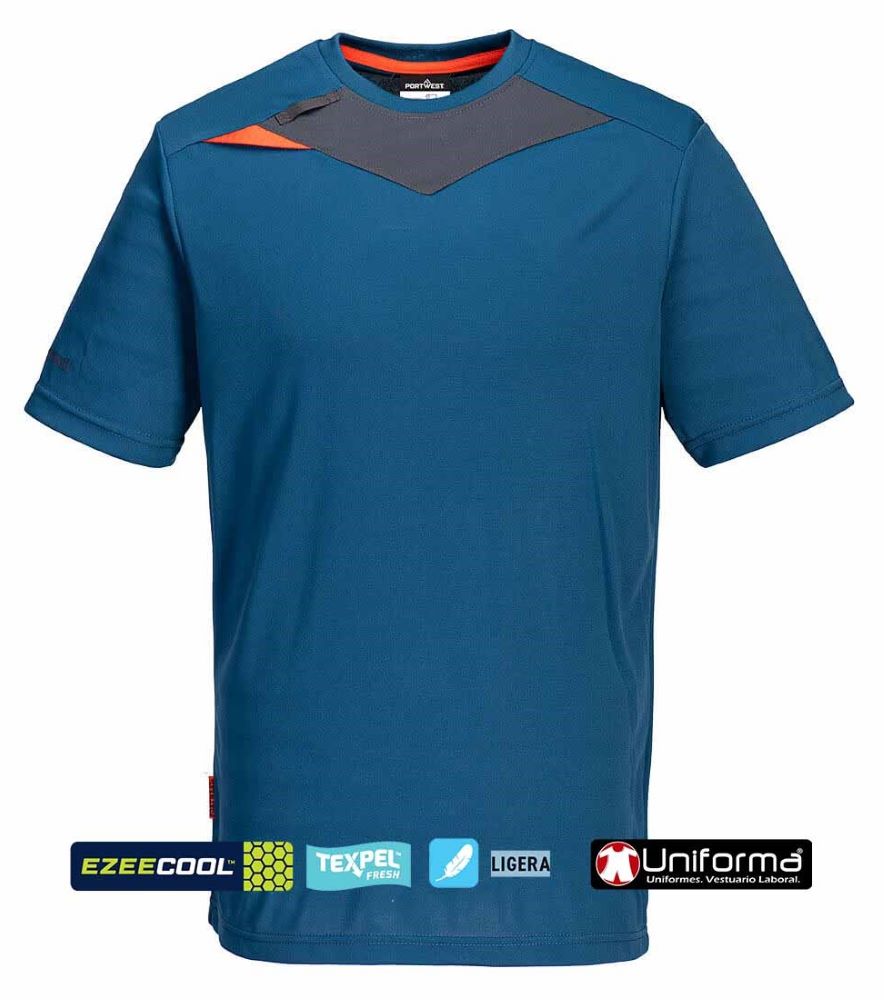 Camiseta técnica azul EasyCool transpirable contra el calor en tejido de malla fresca personalizable con logo de empresa en uniforma - PDX411