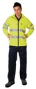 Chaqueta de trabajo neopreno Softshell reflectante de alta visibilidad con cintas reflectantes personalizable con logo de empresa en uniforma, de color amarillo flúor  - TS9535