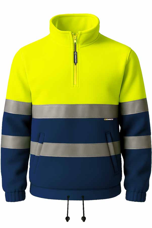 Chaqueta Polar de alta visibilidad homologada en clase 2 EN ISO 20471 Clase 2 contra el frío, con cierre de media cremallera, bandas reflectantes, de diseño bicolor, personalizable con logo de empresa en uniforma  - PR5622