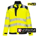 Chaqueta de trabajo Ignífuga resistente a la llama reflectante de Alta Visibilidad de propiedades permanentes en fibra de modacrílico, personalizable con logo de empresa en uniforma PW3 - PFR714