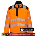 Chaqueta de trabajo ignífuga resistente a la llama, a la soldadura, de alta visibilidad reflectante y anti estática de color naranja, con bandas reflectantes, personalizable con logo de empresa en uniforma - PFR722