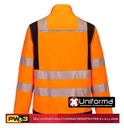 Chaqueta de trabajo ignífuga resistente a la llama, a la soldadura, de alta visibilidad reflectante y anti estática de color naranja, con bandas reflectantes, personalizable con logo de empresa en uniforma - PFR722