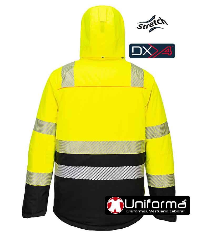 Chaqueta Elástica reflectantes de Alta Visibilidad de color amarillo personalizable con logo de empresa en uniforma DX4 - PDX430