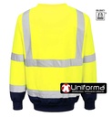 Sudadera de trabajo Amarillo reflectante de alta visibilidad con bandas reflectantes verticales y horizontales Clase 3, de diseño bicolor de cuello redondo, personalizable con logo de empresa en Uniforma