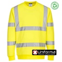 Sudadera Amarillo reflectante de Alta Visibilidad Clase 3 de poliéster reciclado personalizable con logo de empresa en uniforma  - PEC13