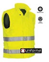 Chaleco de trabajo amarillo flúor reflectante Acolchado de Alta visibilidad EN ISO 20471 clase 1 en tejido de Sarga de 100% poliéster con tacto algodón, de cuello alto y corta vientos, personalizable con logo de empresa en Uniforma - VL2725