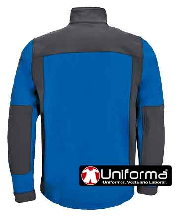 Chaqueta tipo Softshell de diseño Bicolor y multi bolsillos, con tejido hidrofugado, repelente de los líquidos, de triple capa, con capa interna de micro polar, diseño trekking, personalizable con logo de empresa en Uniforma- VL1752