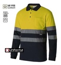 Polo reflectante de Manga Larga Bicolor Alta Visibilidad personalizable con logo de empresa en Uniforma- V305515