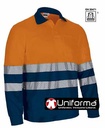 Polo reflectante de alta visibilidad Térmico de Manga Larga, de color naranja y marino, con bolsillo en el pecho, y cuello a contraste, con puños elásticos, personalizable con logo de empresa en Uniforma - VL2633