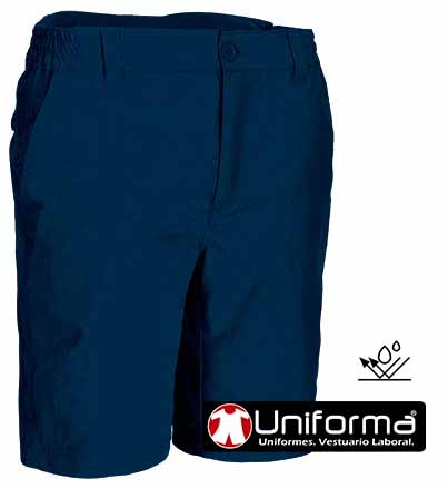 Pantalón de trabajo corto bermuda resistente a los líquidos, a las salpicaduras de lejía y cloro, en tejido rip-stop hidrofugado repelente de los líquidos, personalizable con logo de empresa en Uniforma - VL2167