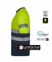 Camiseta de trabajo reflectante bicolor de alta visibilidad fabricada con poliéster reciclado procedente de botellas de plástico, personalizable con logo de empresa en Uniforma - V305633