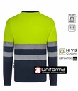 Camiseta de trabajo reflectante de Alta Visibilidad Bicolor de Manga Larga con algodón por dentro, y poliéster por fuera, de diseño bicolor, puños elásticos, personalizable con logo de empresa en Uniforma  - V305619