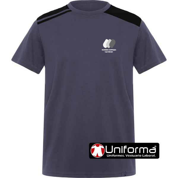 Camiseta de trabajo bicolor con refuerzos de colores a contraste, de poliéster algodón, personalizable con logo de empresa y cintas reflectantes en Uniforma.