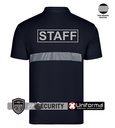 Polo de trabajo para uniforme de vigilante de seguridad de color azul marino con una banda reflectante segmentada discontinua, en tejido ligero y fresco, disponible en tallas grandes, personalizable con logo de empresa en Uniforma - VPS160UAV